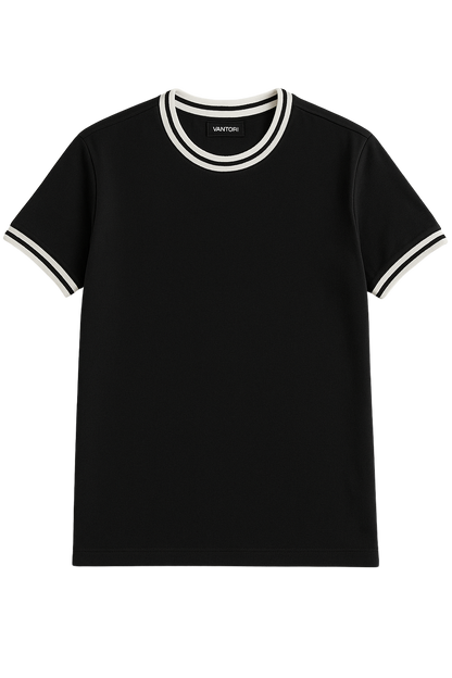 POLO DUAL STRIPE BLACK
