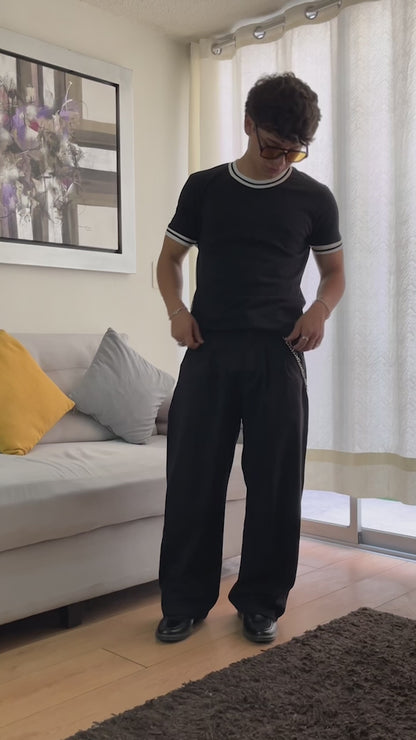 POLO DUAL STRIPE BLACK